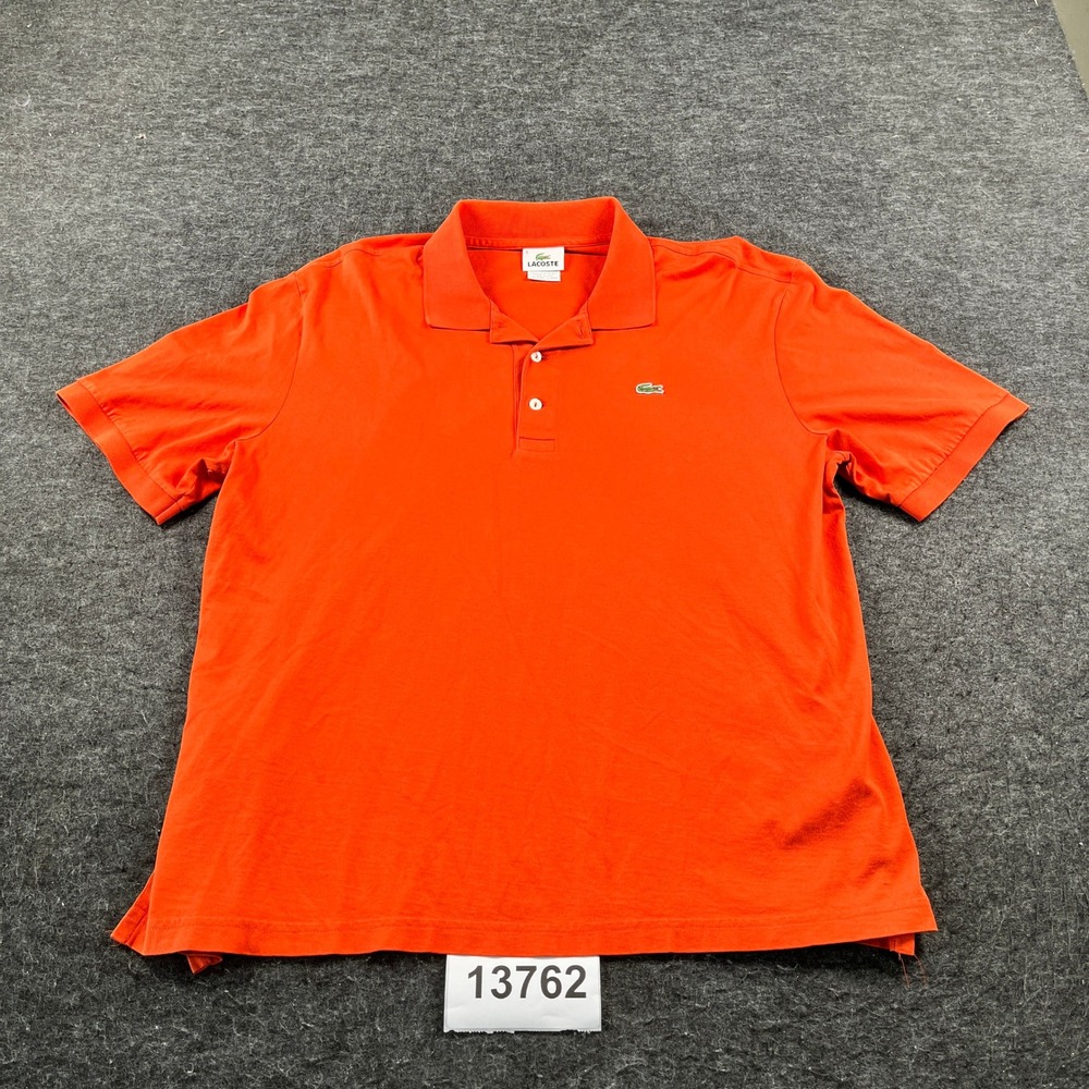 Lacoste Polo Shirt Mens XL Orange Excellent Short Sleeve Cotton Pique Logo